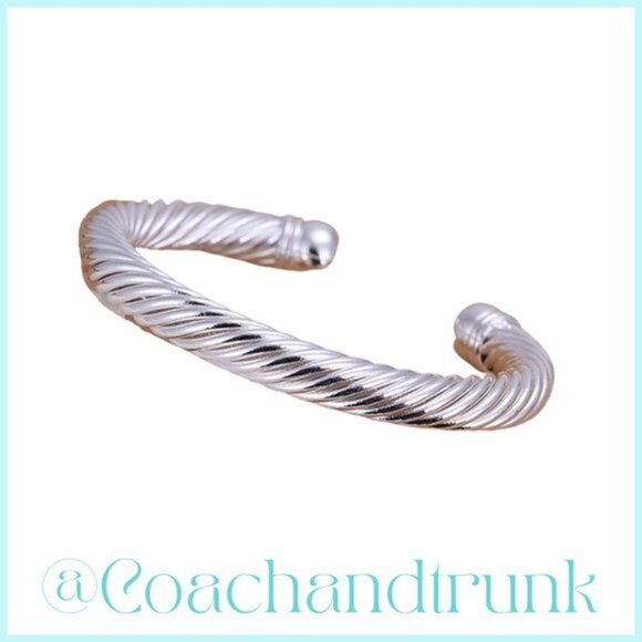 Twisted Silver Torque Bangle Cuff Bracelet Unisex NWT - Picture 4 of 4
